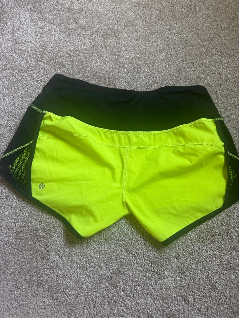 Lululemon Neon Yellow and Black Women's Athletic Shorts size 6 - Picture 4 of 5